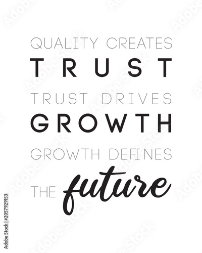 Inspirational quote poster quality creates trust growth defines the future