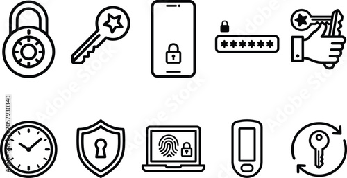Slika na platnu Security icons set for digital protection