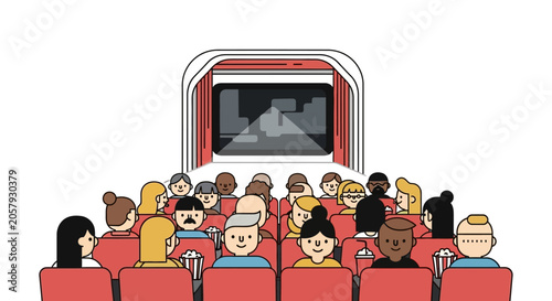 Cuadro en lienzo Diverse group of people watching movie.