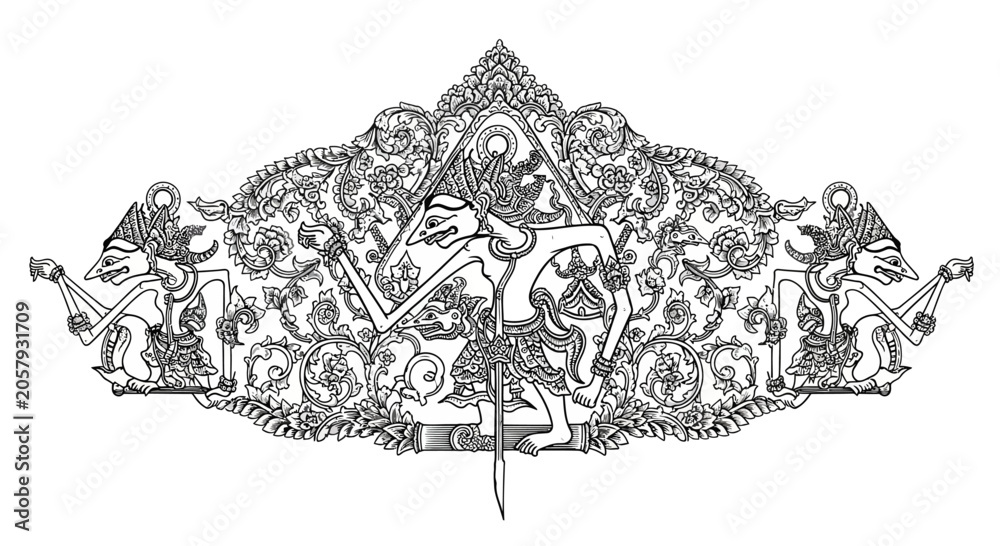 Obraz premium Traditional Balinese Wayang Kulit Shadow Puppet Ornament.