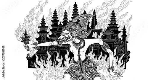 Canvas Print Dragon on fire fantasy creature.