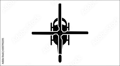 Photos Top View Helicopter Silhouette Icon with Rotorcraft Aviation Transportation and