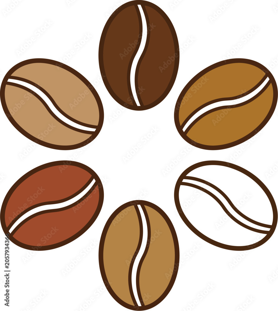 Obraz premium Coffee bean variety circle illustration arabica robusta and liberica types