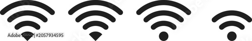 Photos Wifi signal strength icons set full three quarters half and low connection indic