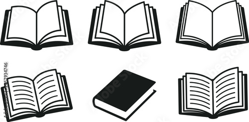 Tableau sur toile Collection of open book and e reader icons