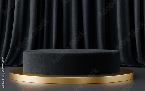 premium black and gold stage environment designed for cosmetic and jewelry advertising