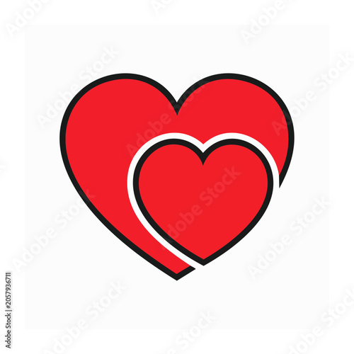 Two overlapping red hearts icon