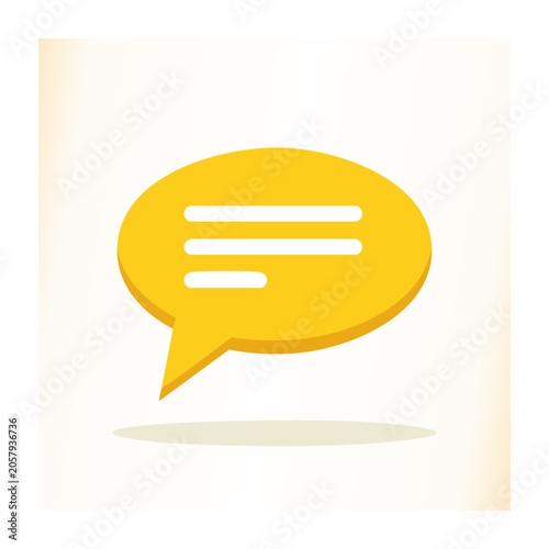 Yellow Speech Bubble Icon Flat Design