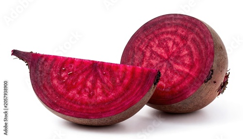 Freshly Sliced Beetroot: Vibrant Red Flesh & Earthy Skin Close-Up