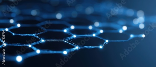glowing AI ecosystem connecting healthcare, finance, education and logistics through luminous data streams