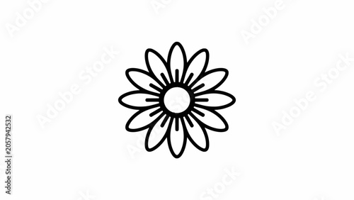 Minimalist Daisy Flower Icon Vector Outline Illustration Line Art Symbol