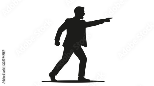 Bild auf Leinwand Businessman silhouette pointing finger forward in an aggressive stance isolated