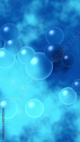Blue Cyan Sky Glass Bubbles Motion Background, Smooth Floating Bubbles Animation Seamless Loop, 4K