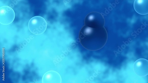Blue Cyan Teal Glass Bubbles Motion Background, Smooth Floating Bubbles Animation Seamless Loop, 4K
