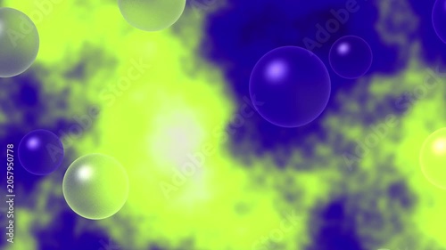 Lime Blue Purple Glass Bubbles Motion Background, Smooth Floating Bubbles Animation Seamless Loop, 4K