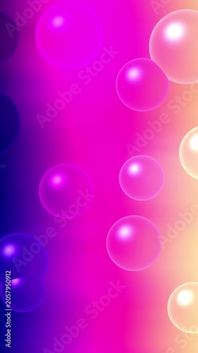 Magenta Pink Peach Glass Bubbles Motion Background, Smooth Floating Bubbles Animation Seamless Loop, 4K