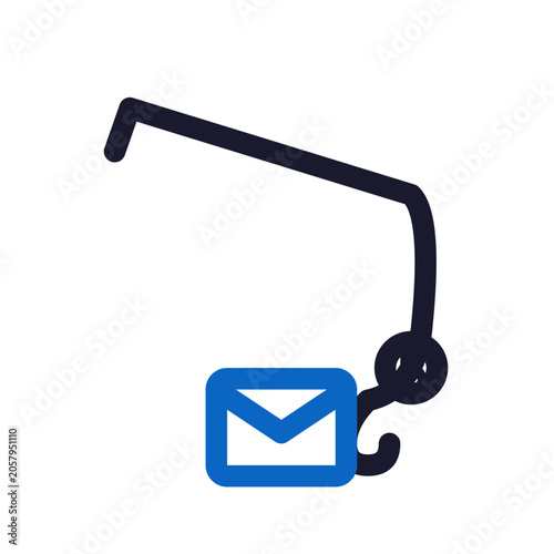 Phishing attack icon — email fraud hook outline vector