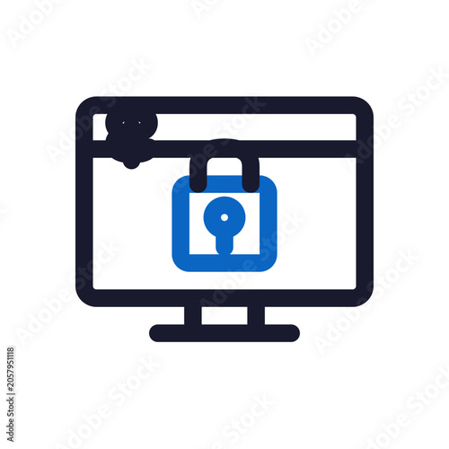 Ransomware attack icon — encrypted screen lock outline