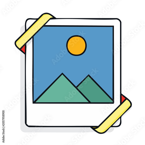 Flat design sun and landscape vector