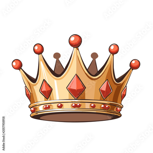 Gold crown with red gemstones vector