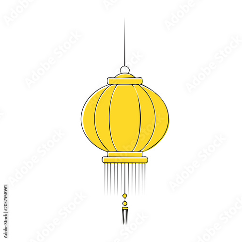 Minimalist yellow table lamp with white shade