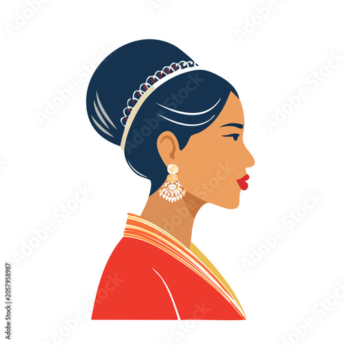 Vector illustration of woman in headscarf