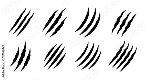 Vector illustration of set of claw scratch marks on a transparent background
