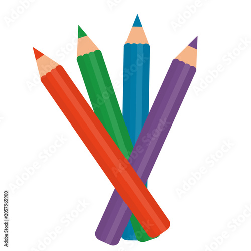 Colored Pencils Arranged in a Cross Shape With Bright Colors in a Simple Desi...
