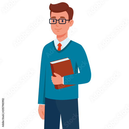 Student Stands With Book During Class in a Simple Classroom Setting