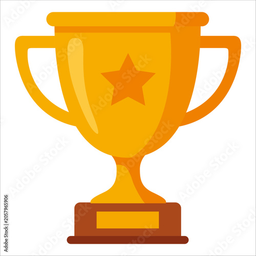Gold Trophy With Star Symbol on Plain Background for Competition or Achieveme...