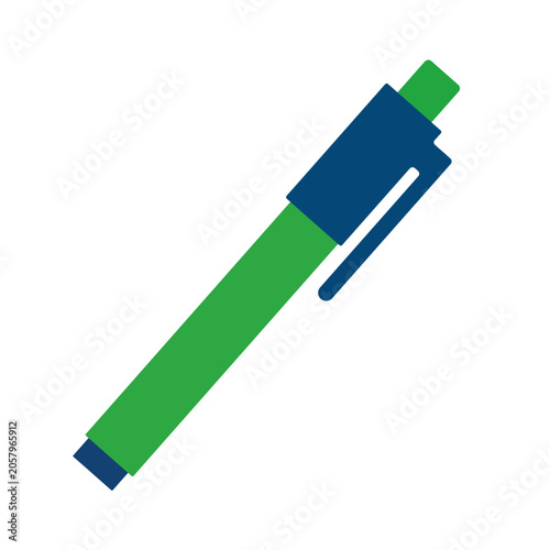 Writing Tool in Green and Blue Colors on a Plain Background With Simple Design