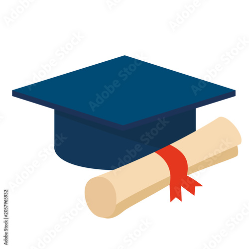 Graduation Cap and Diploma on a Table for a Ceremony Celebration in a School ...