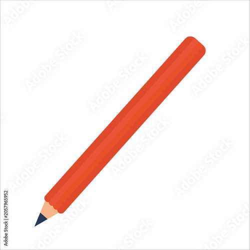 Colorful Pencil Lies on White Background in Simple Design Ideal for School or...