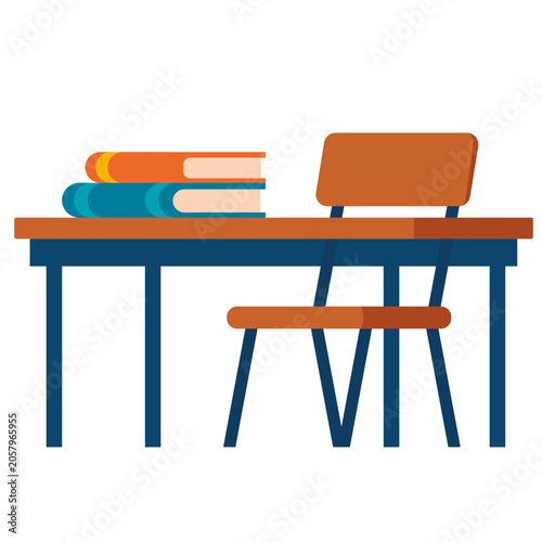 Desk With Books and Chair in a Study Area During Daytime
