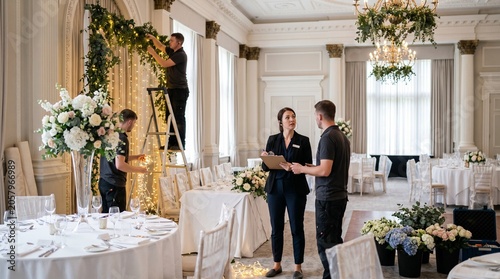 Professional Wedding Planner Organizing Luxury Wedding Event Decoration and Ceremony Setup