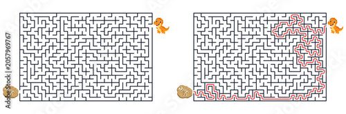 Help the dinosaur pass the maze puzzle with solution