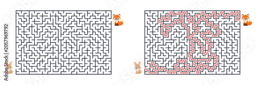 Will the fox catch the rabbit maze puzzle with solution