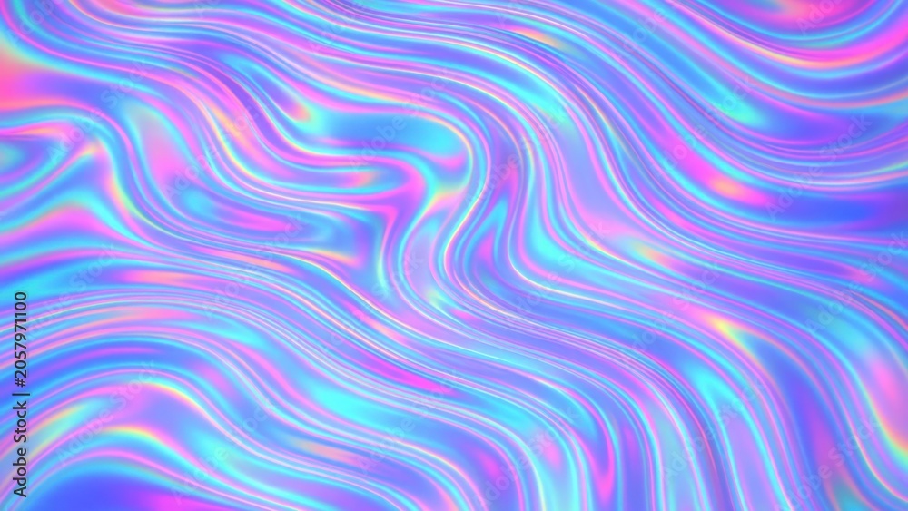 Fototapeta premium Vibrant holographic abstract waves desktop wallpaper