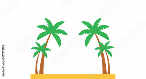 Tropical Palm Trees on Sandy Beach, Summer Vacation Illustration