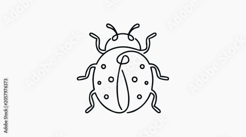 Minimalist Ladybug Icon: A simple, elegant line drawing of a ladybug, showcasing its iconic spotted shell and delicate antennae, presented on a clean backdrop.