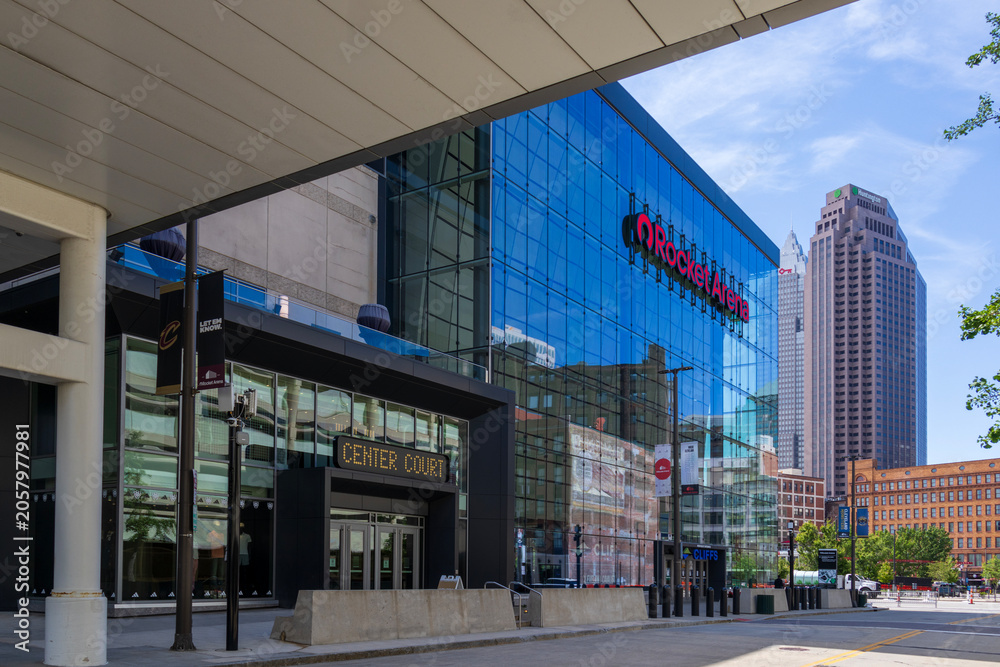 Naklejka premium Rocket Arena home of the Cavaliers in downtown Cleveland Ohio USA