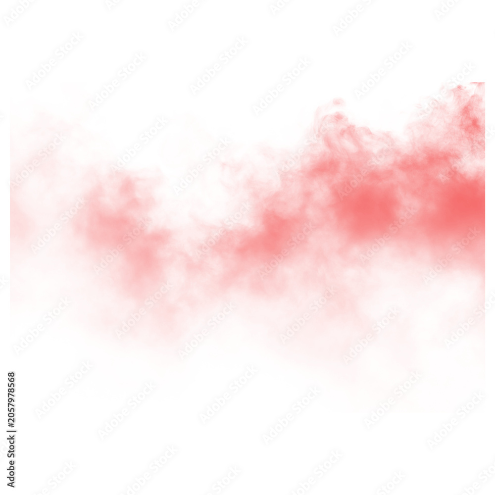 Fototapeta premium Red smoke or fog on a transparent background for design and decoration purposes