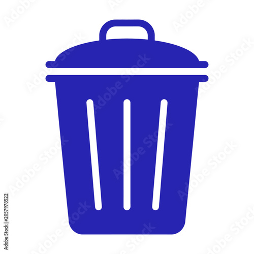Flat illustration of blue trash can icon