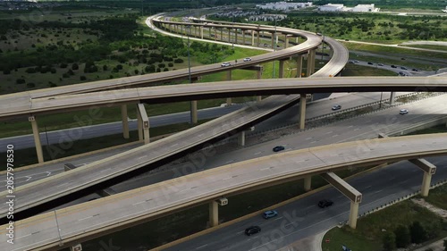 Aerial Wide Reveal US 290 Interchange Logistics Hub Manor Texas Part 5 of 5