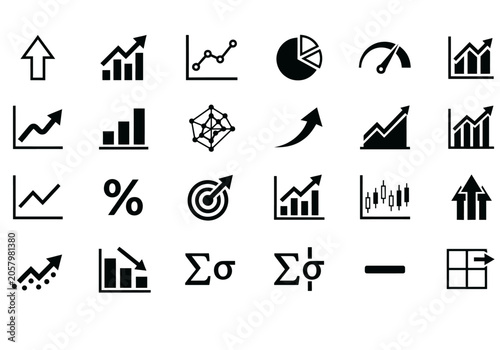 Business Statistics and Data Analytics Vector Icons