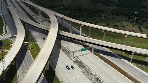 Aerial US 290 Interchange Sweeping Curved Flyover Ramps Manor Texas Part 4 of 5