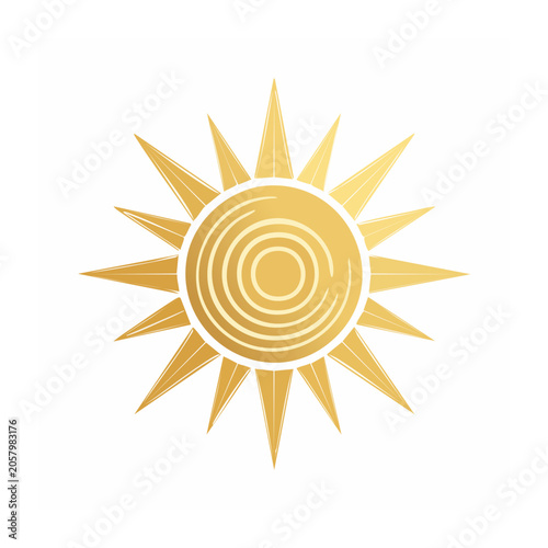 Flat design yellow sun icon isolated