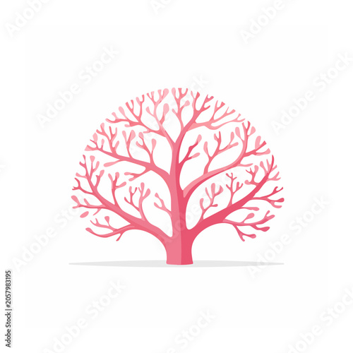 Minimalist pink tree line art vector