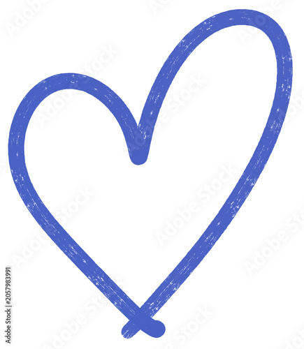 Corazón azul dibujado a mano sin fondo textura asimétrico 