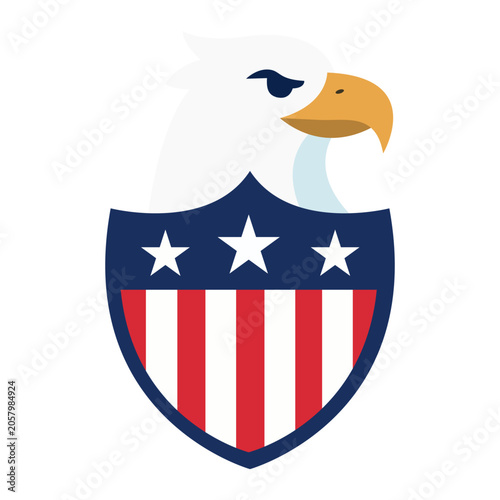Eagle Emblem With Shield Design Featuring Stars and Stripes of the United Sta...